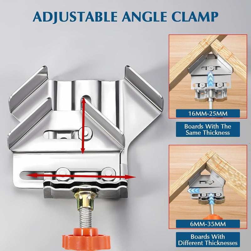 Owfeel 4pcs Stainless Steel Right Corner Clamp,90 Degree Right Angle Clamp for Woodworking,Right Angle Clip Fixer,Single Handle Clamps for Woodworking, Photo Framing (Open) - Image 4